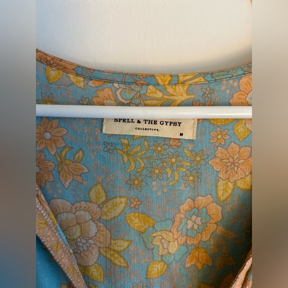 Spell Juniper Boho Midi Dress Eggshell Blue size medium - Picture 7 of 9